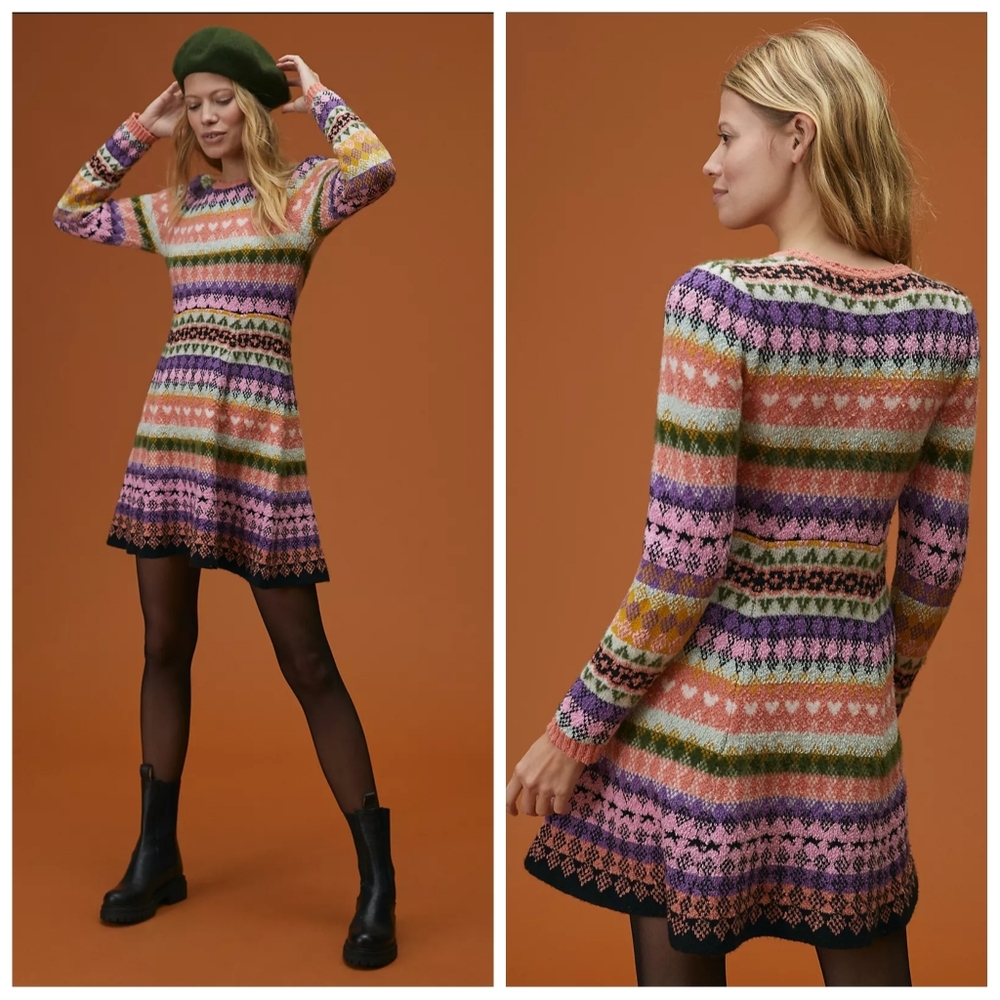 Anthropologie Maeve Knit Sweater Mini Dress NWT XS